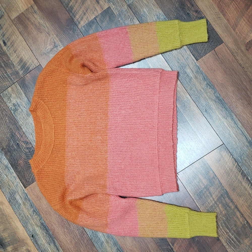 Free People Autumn Sky Ombre Cozy Knit Sweater, Size Medium
